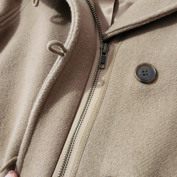 J.Crew Wool Blend Hooded Coat Sz 2 – Camel Zip/Button Jacket, Warm & Stylish - Picture 3 of 8